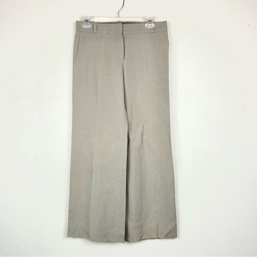 Chloe Beige Wide-Leg Linen Trouser Pants